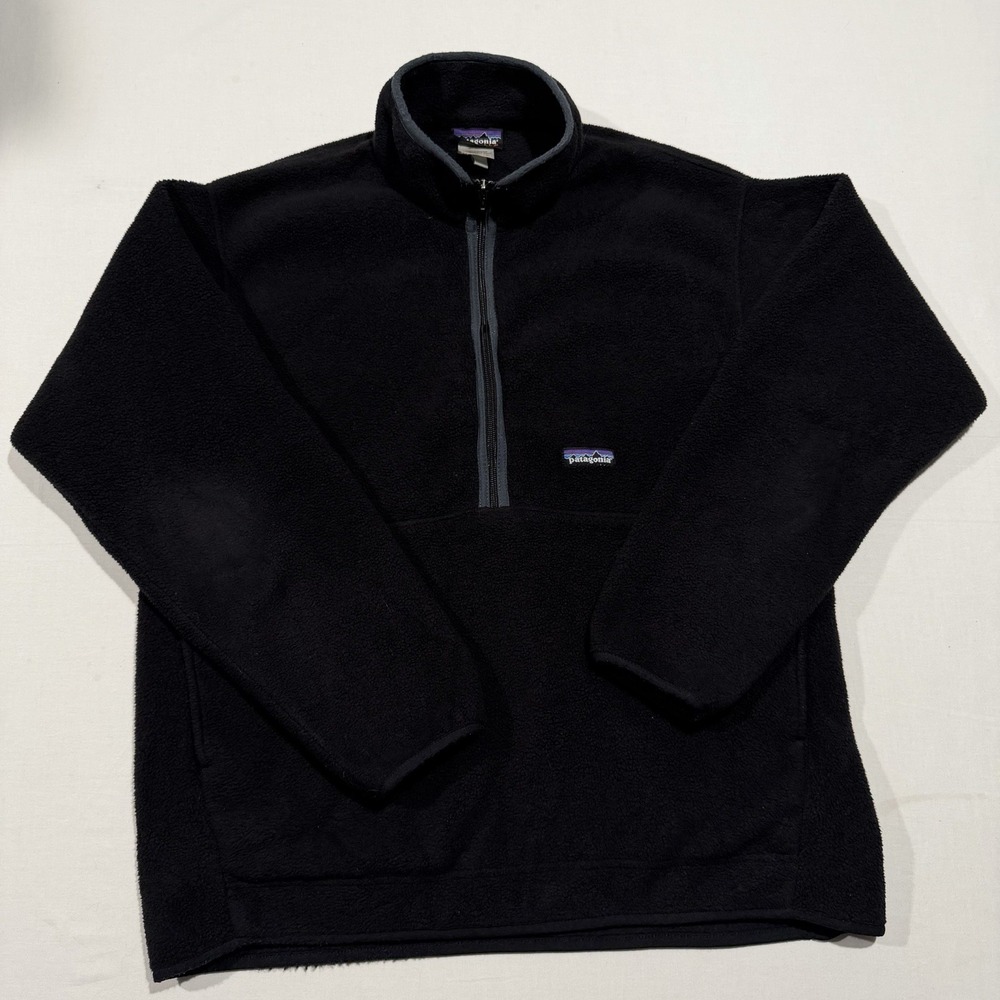 Vintage 2004 Patagonia Synchilla Marsupial Fleece Pullover Large Black 25735 F4